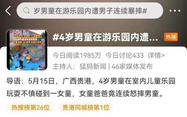 4歲男童在游樂園內遭男子連續暴摔 具體情況正在調查中