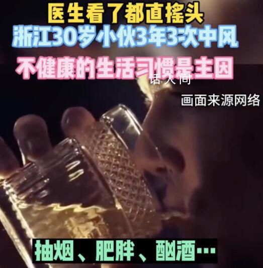 30歲男子3年3次中風 不健康的生活習慣是造成其頻頻中風的原因