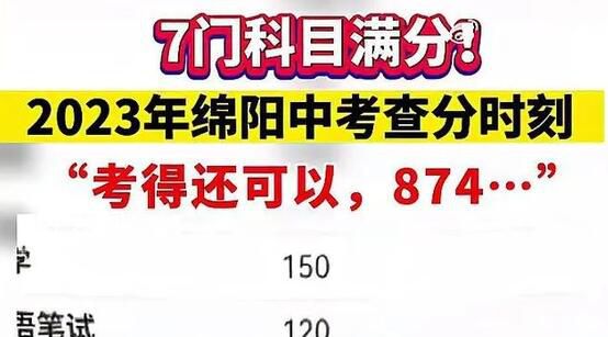 男生中考874分說考得還可以 網友：這就是學霸口中的考得還可以