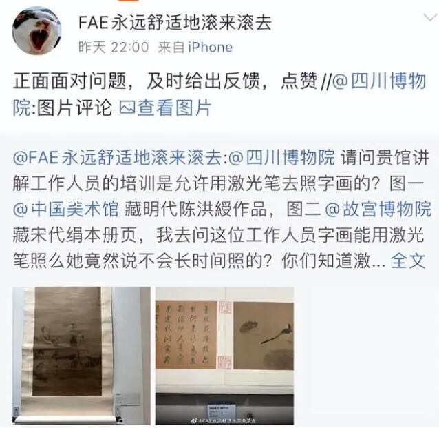 講解員用激光筆照射古畫 四川博物院:嚴格規范使用講解輔助設備做好員工培訓和實操監督