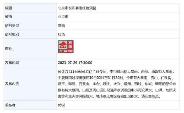 中央氣象臺史上第二個暴雨紅色預(yù)警 上一次還是2011年9月29日