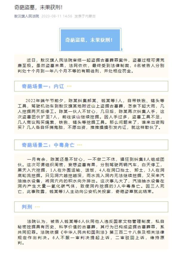 盜墓團(tuán)伙因誰出資買工具內(nèi)訌 最終受到法律制裁