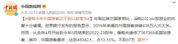 緬甸今年外國游客不到之前零頭 緬甸2023年旅游業的恢復十分緩慢