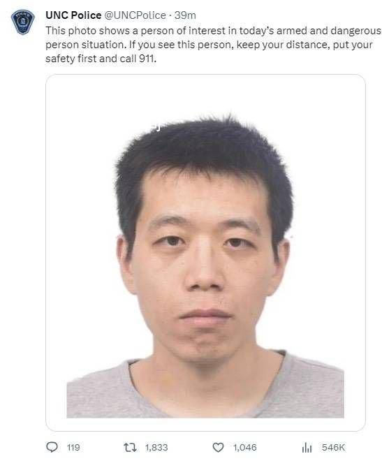 美國一華人博士持槍襲擊致1死 照片曝光