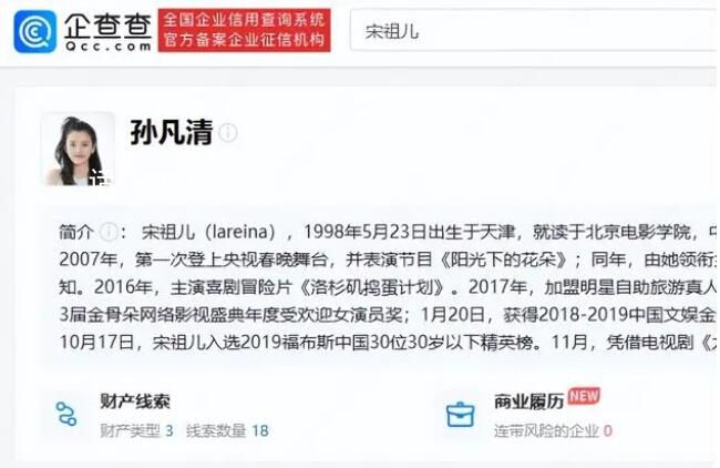 宋祖兒關聯多家公司已注銷 僅剩上海泓泉影視文化有限公司一家存續