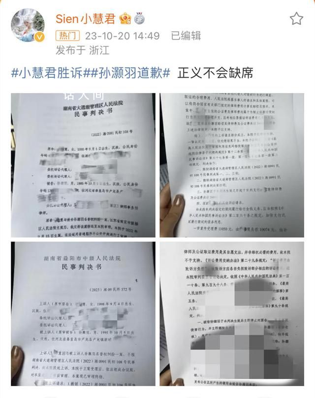 小慧君稱會發起新的訴訟 配圖為兩份判決書部分頁面