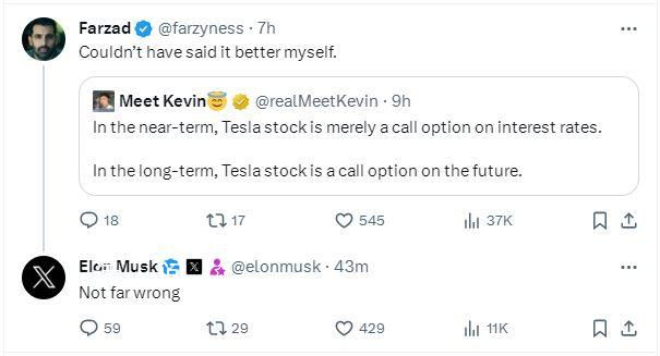 馬斯克回應(yīng)股價大跌 從短期來看特斯拉的股票只是一種利率看漲期權(quán)