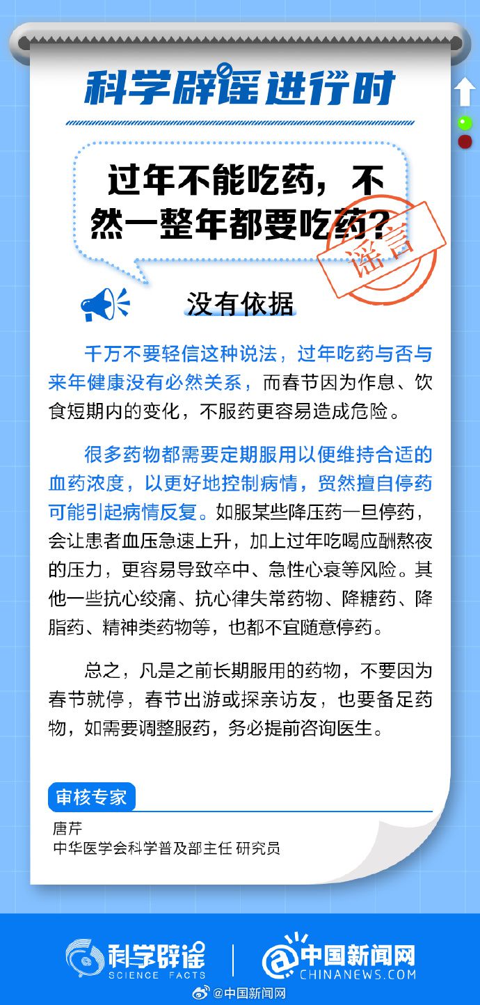 過(guò)年不能吃藥?謠言